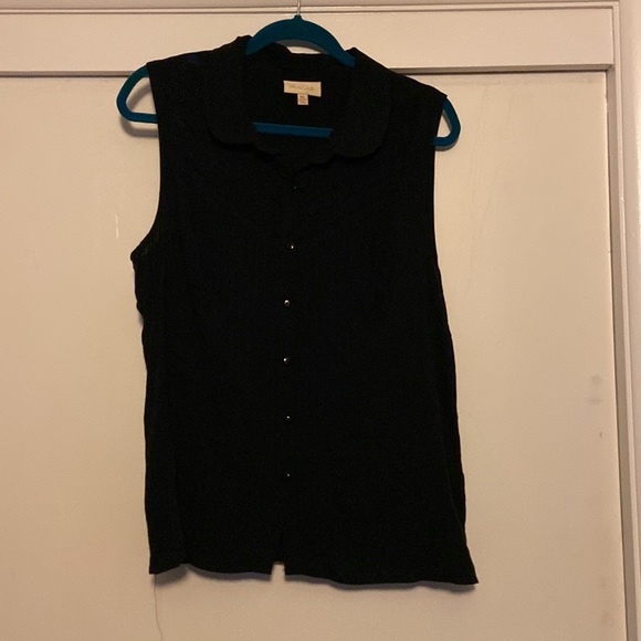 ModCloth black collared top with lace - Picture 2 of 5